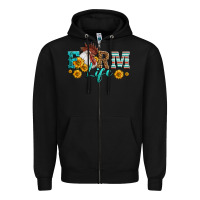 Black Western Farm Life Rooster Head Zipper Hoodie - LillyAllenDesigns