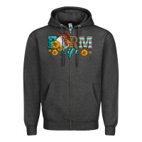 Charcoal Heather Western Farm Life Rooster Head Zipper Hoodie - LillyAllenDesigns