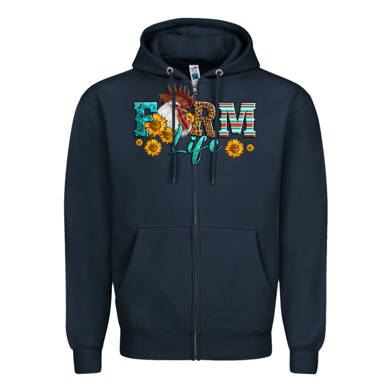Western Farm Life Rooster Head Zipper Hoodie by LillyAllenDesigns | Teevron