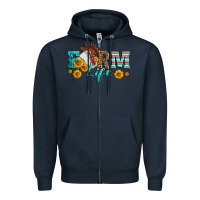Navy Western Farm Life Rooster Head Zipper Hoodie - LillyAllenDesigns