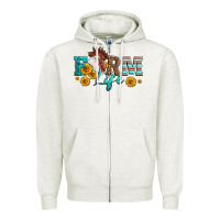 Oatmeal Heather Western Farm Life Rooster Head Zipper Hoodie - LillyAllenDesigns
