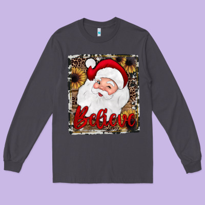 Believe Santa Long Sleeve Tee Designed By Jahusdesignshop