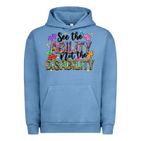 Pigment Pebble Blue see the ability not the disability Urban Hoodie - NancyCooperArtShop