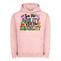 Pigment Salmon see the ability not the disability Urban Hoodie - NancyCooperArtShop