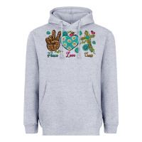 Heather Grey peace love cross Heavyweight Hoodie - NancyCooperArtShop