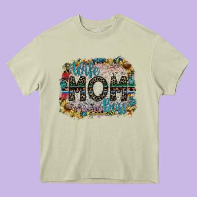 Wife Mom Boss Heavy Core Tee Designed By Sublimationcraftshop