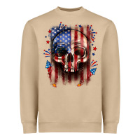 4th Of July Skull American Flag Heavyweight Sweatshirt | Teevron