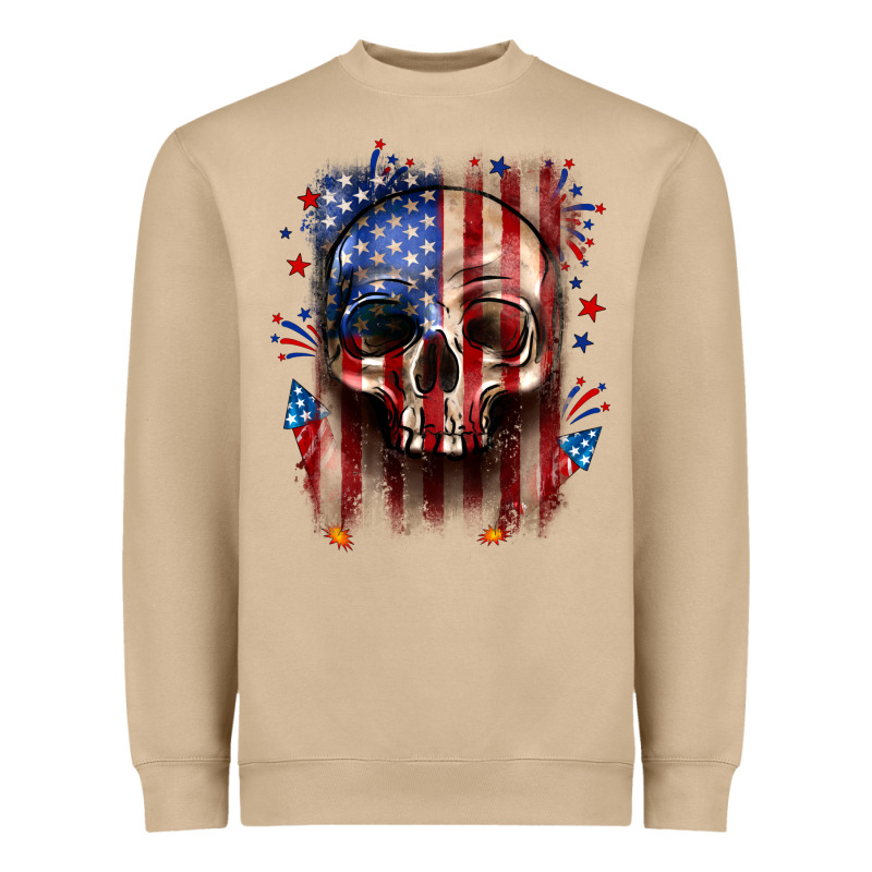 4th Of July Skull American Flag Heavyweight Sweatshirt by Neo Western | Teevron