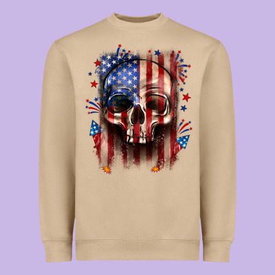 4th Of July Skull American Flag Heavyweight Sweatshirt Designed By Neo Western