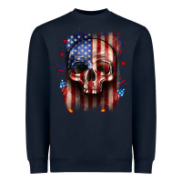 Navy 4th of July skull American flag Heavyweight Sweatshirt - Neo Western