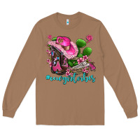 Toasted Coconut cowgirl vibes with boots and gun Long Sleeve Tee - AdoDesignShop