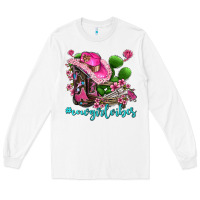 White cowgirl vibes with boots and gun Long Sleeve Tee - AdoDesignShop
