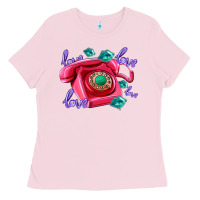 Bubblegum Pink love balloons and pink valentines telephone Ladies Tee - AdoDesignShop