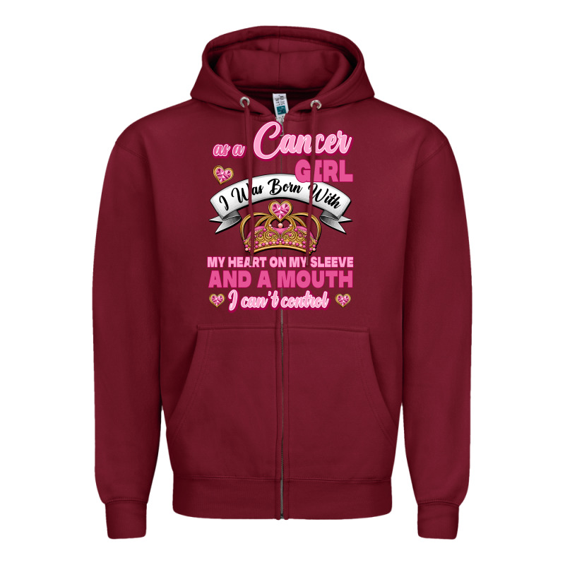 As A Cancer Girl I Was Born With My Heart On My Sleeve And A Mouth Zipper Hoodie by Jasminsmagicworld | Teevron
