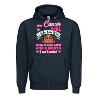 Navy As A Cancer Girl I Was Born With My Heart On My Sleeve And A Mouth Zipper Hoodie - Jasminsmagicworld