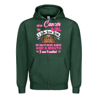 Sports Green As A Cancer Girl I Was Born With My Heart On My Sleeve And A Mouth Zipper Hoodie - Jasminsmagicworld