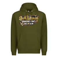 Army Green god fidence knowing i can't but he can Premium Hoodie - Artiststas