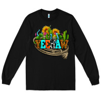 Black yeehaw and cactus with horseshoe Long Sleeve Tee - AdoDesignShop