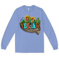 Colony Blue yeehaw and cactus with horseshoe Long Sleeve Tee - AdoDesignShop