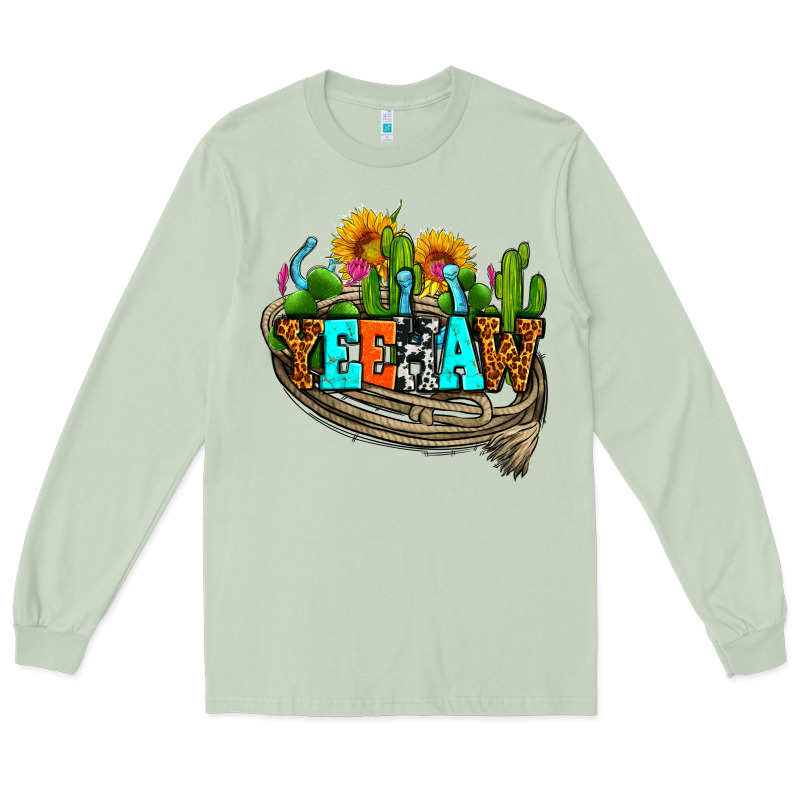 Yeehaw And Cactus With Horseshoe Long Sleeve Tee by AdoDesignShop | Teevron