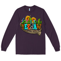 Plum yeehaw and cactus with horseshoe Long Sleeve Tee - AdoDesignShop