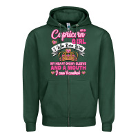 Sports Green As A Capricorn Girl I Was Born With My Heart On My Sleeve And A Mouth Zipper Hoodie - Jasminsmagicworld