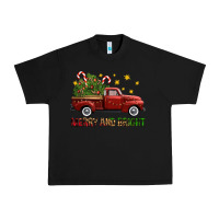 Black Merry And Bright Christmas Trees Truck Urban Heavy Tee - FaDigitalArtStudio