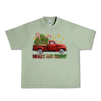 Oil Green Merry And Bright Christmas Trees Truck Urban Heavy Tee - FaDigitalArtStudio