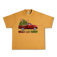 Peanut Butter Merry And Bright Christmas Trees Truck Urban Heavy Tee - FaDigitalArtStudio