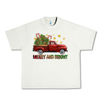 Pistachio Merry And Bright Christmas Trees Truck Urban Heavy Tee - FaDigitalArtStudio