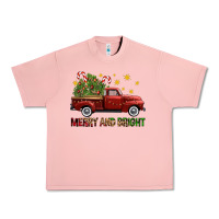 Salmon Merry And Bright Christmas Trees Truck Urban Heavy Tee - FaDigitalArtStudio