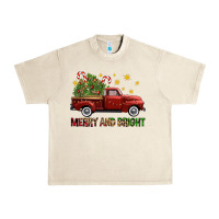 Sandshell Merry And Bright Christmas Trees Truck Urban Heavy Tee - FaDigitalArtStudio