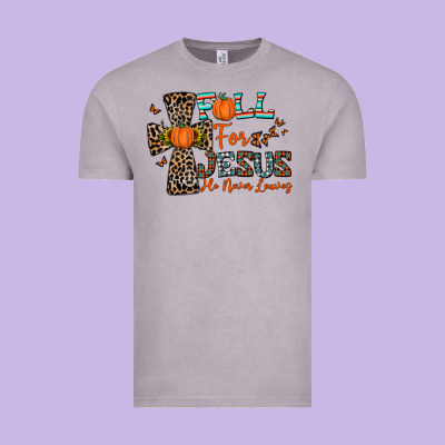 Fall For Jesus He Never Leaves Vintage Tee Designed By Cowhidedigitalart