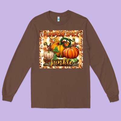 Pumpkin Spice Junkie Tumbler Long Sleeve Tee Designed By Bundleandbundleshop