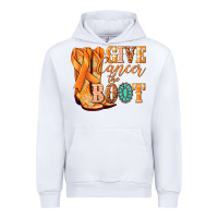 White Give Cancer the boot Kidney Cancer orange ribbon Urban Hoodie - NancyCooperArtShop