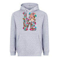 Heather Grey love little cute cow Heavyweight Hoodie - NancyCooperArtShop