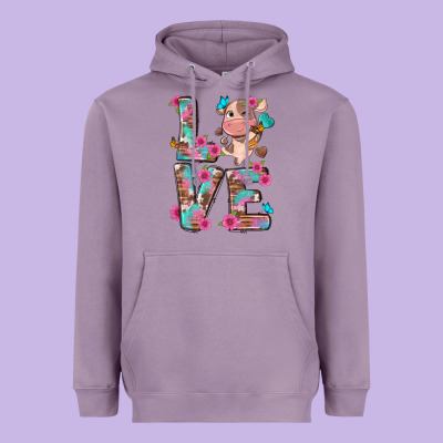 Love Little Cute Cow Heavyweight Hoodie Designed By Nancycooperartshop