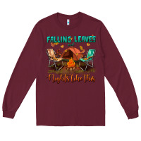 Burgundy falling leaves and nights like this Long Sleeve Tee - BundleAndBundleShop