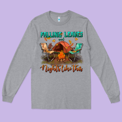 Falling Leaves And Nights Like This Long Sleeve Tee Designed By Bundleandbundleshop
