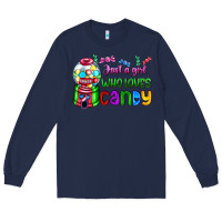 Navy just a girl who loves candy Long Sleeve Tee - AdoDesignShop