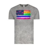 Cloud Rock american flag and lgbt flag  background Vintage Tee - HRA Design Shop