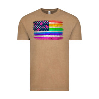Vintage Coffee american flag and lgbt flag  background Vintage Tee - HRA Design Shop