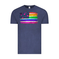 Vintage Denim american flag and lgbt flag  background Vintage Tee - HRA Design Shop