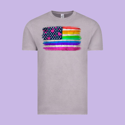 American Flag And Lgbt Flag  Background Vintage Tee Designed By Hra Design Shop