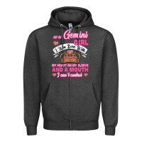 Charcoal Heather As A Gemini Girl I Was Born With My Heart On My Sleeve And A Mouth Zipper Hoodie - Jasminsmagicworld