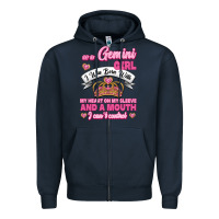 Navy As A Gemini Girl I Was Born With My Heart On My Sleeve And A Mouth Zipper Hoodie - Jasminsmagicworld