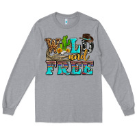 Heather Grey wild and free with cactus Long Sleeve Tee - AdoDesignShop