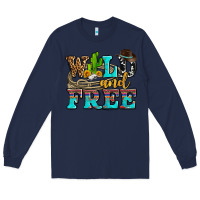 Navy wild and free with cactus Long Sleeve Tee - AdoDesignShop