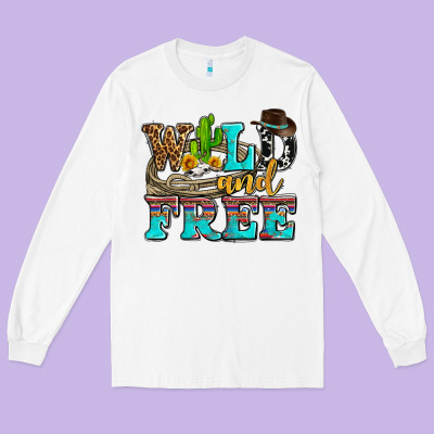 Wild And Free With Cactus Long Sleeve Tee Designed By Adodesignshop