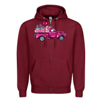 Burgundy valentine's day pink truck Zipper Hoodie - BarkalooDesign